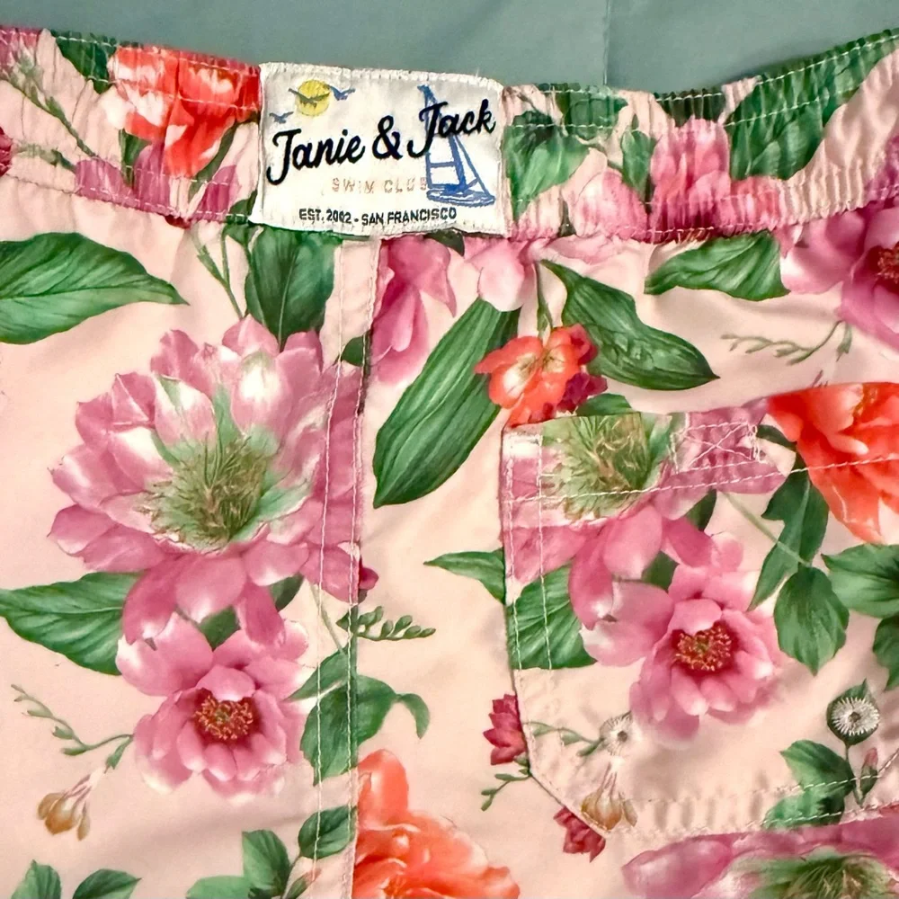 Janie and Jack Floral Pink Swimsuit 3T - Picture 3 of 5